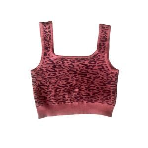 Animal Print Brown Knit Sweater Tank Small